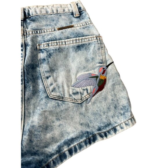 Youcom Hot Pants Shorts Sz 2 Embroidered Roses Butterfly - Picture 4 of 7